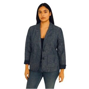 GAP Academy Blazer Size 4 Blue Preppy Polka Dot Twee